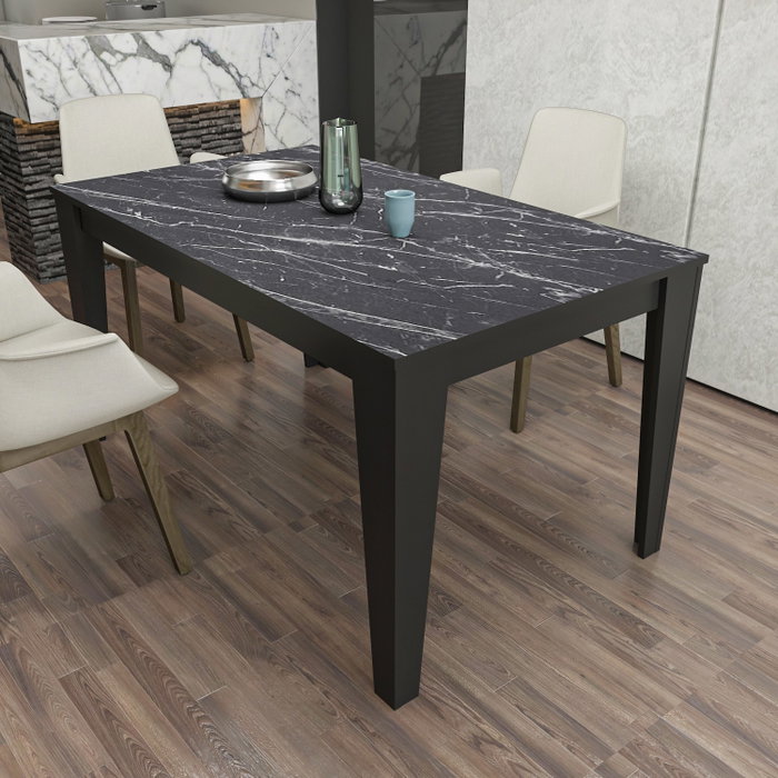 Hanah Home Bud Mesa de Comedor Negro y Mármol